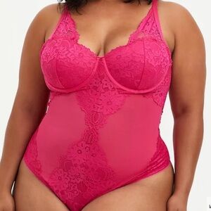 Torrid Curve Pink Lace Bodysuit Size 2X